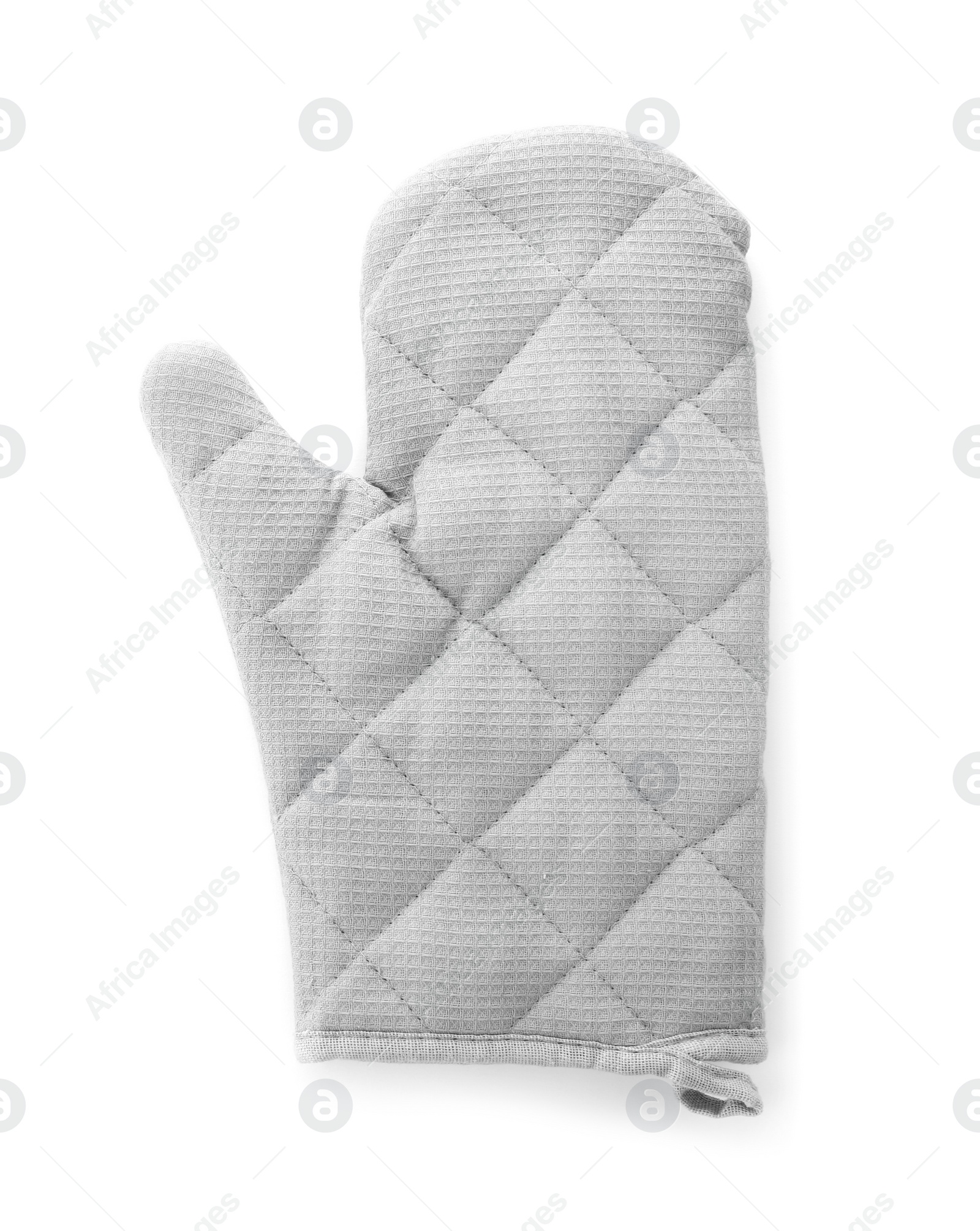 Photo of Oven glove for hot dishes isolated on white, top view