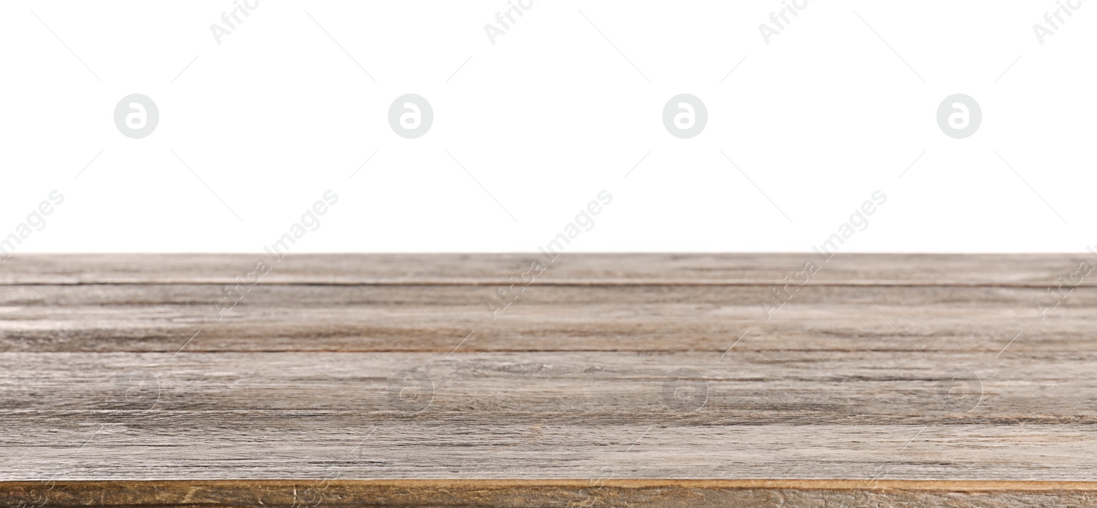 Photo of Empty wooden table on white background. Mockup for design