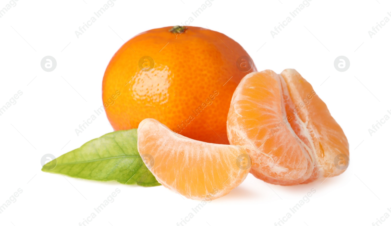 Photo of Fresh ripe juicy tangerines isolated on white