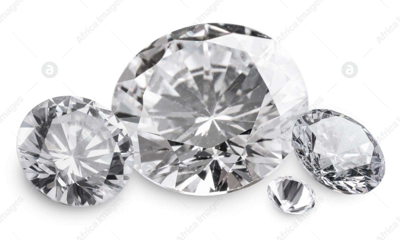 Image of Many beautiful dazzling diamonds on white background