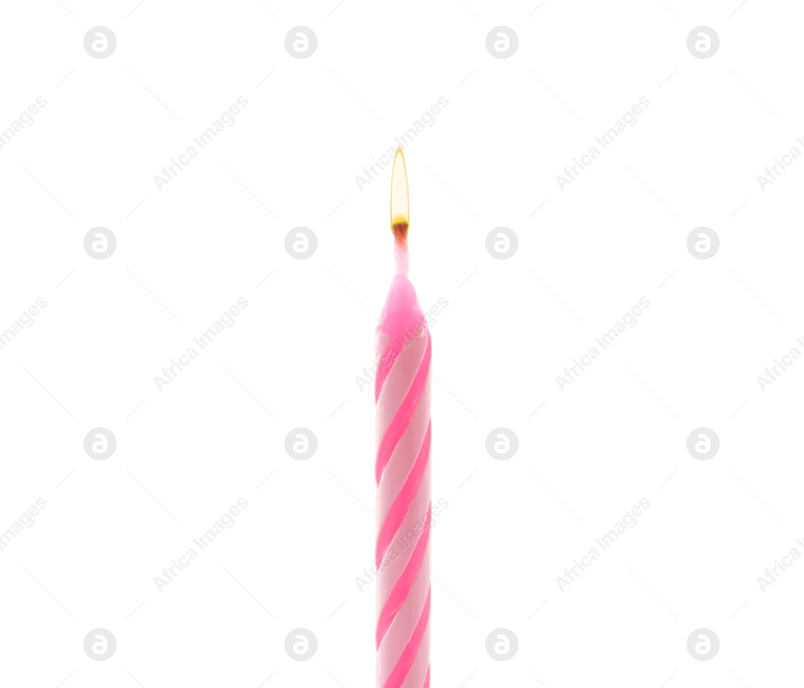 Photo of Pink birthday cake candle isolated on white