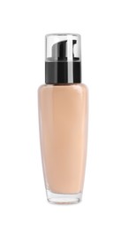 Photo of Bottle of skin foundation isolated on white. Makeup product