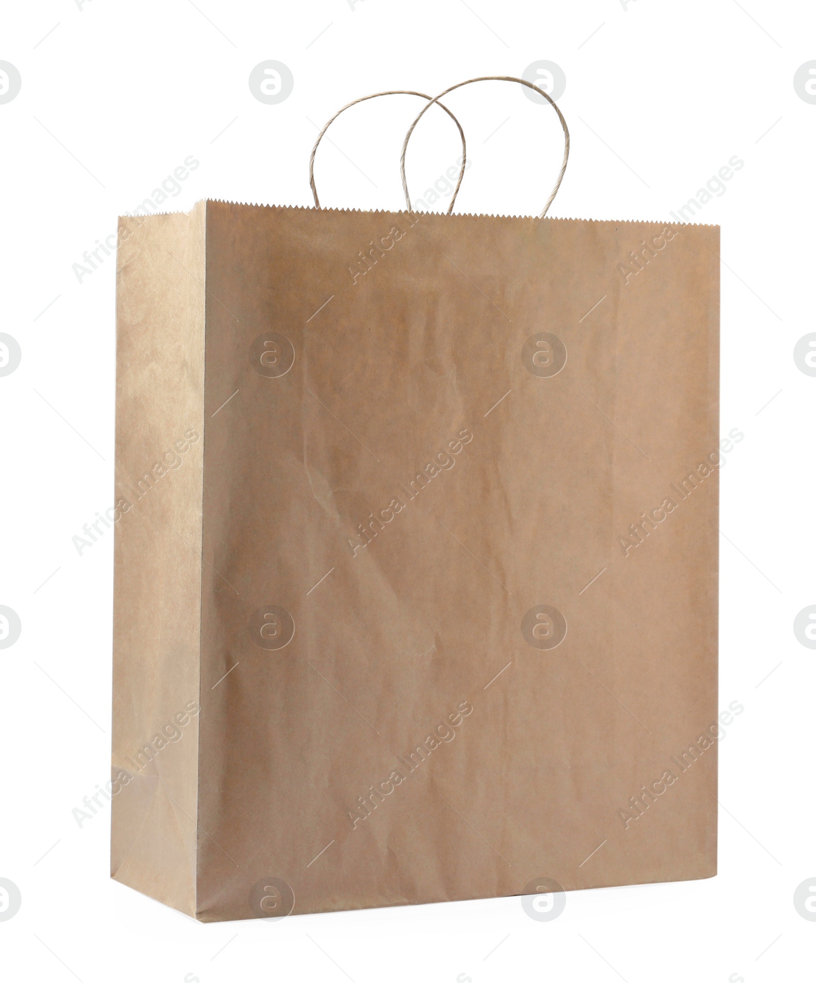 Photo of Kraft shopping paper bag isolated on white