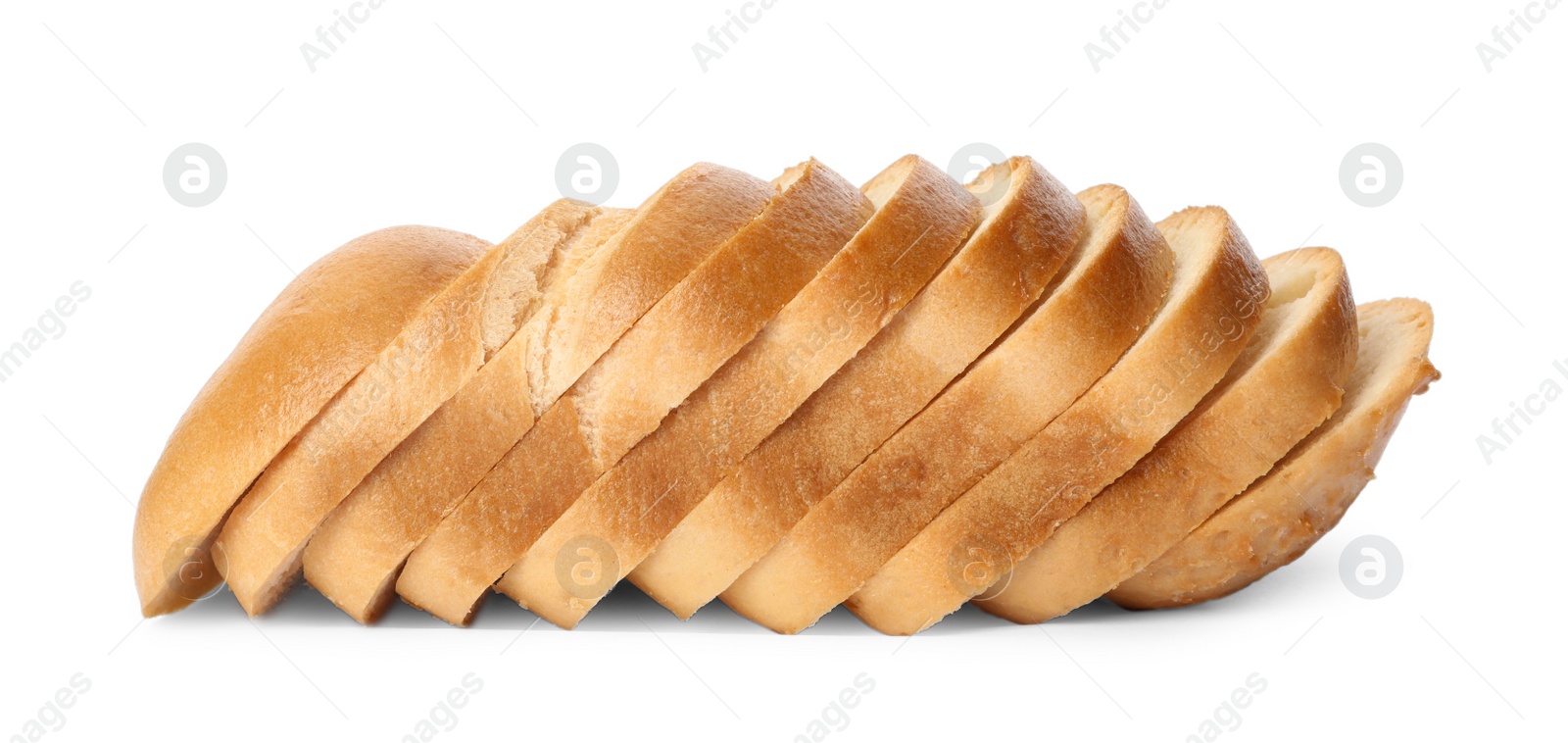 Photo of Slices of wheat bread isolated on white