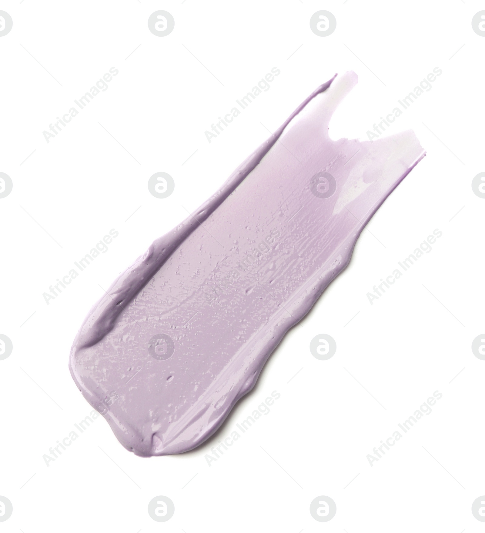 Photo of Stroke of purple color correcting concealer on white background, top view