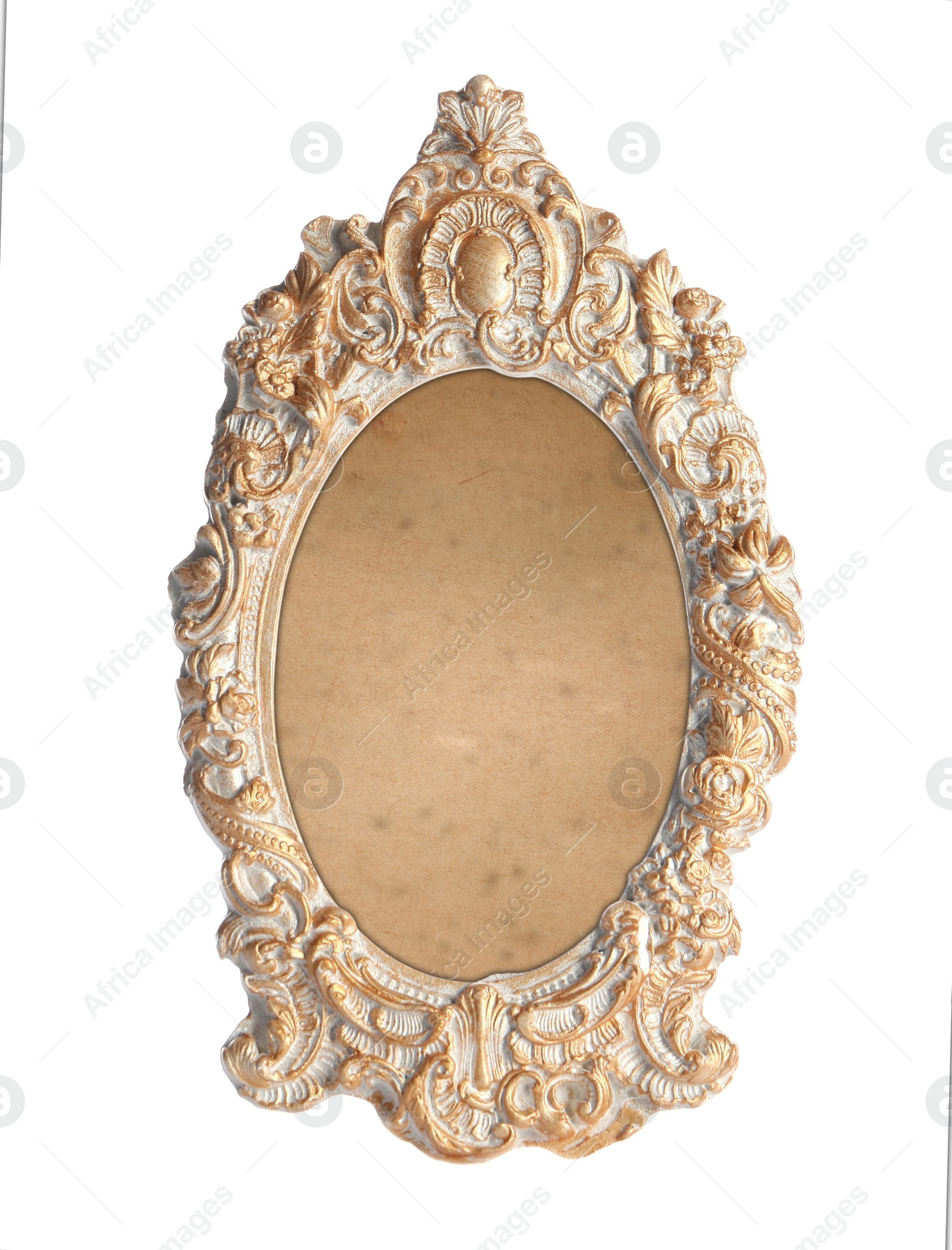 Image of Beautiful empty vintage frame isolated on white