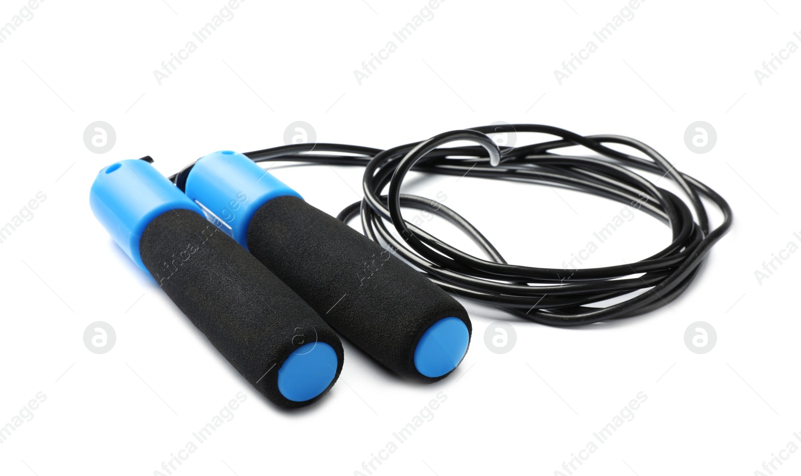 Photo of Jump rope on white background. Sports equipment