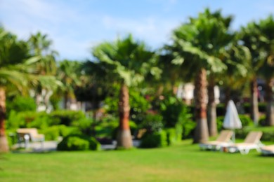 Photo of Blurred view of tropical resort on sunny summer day