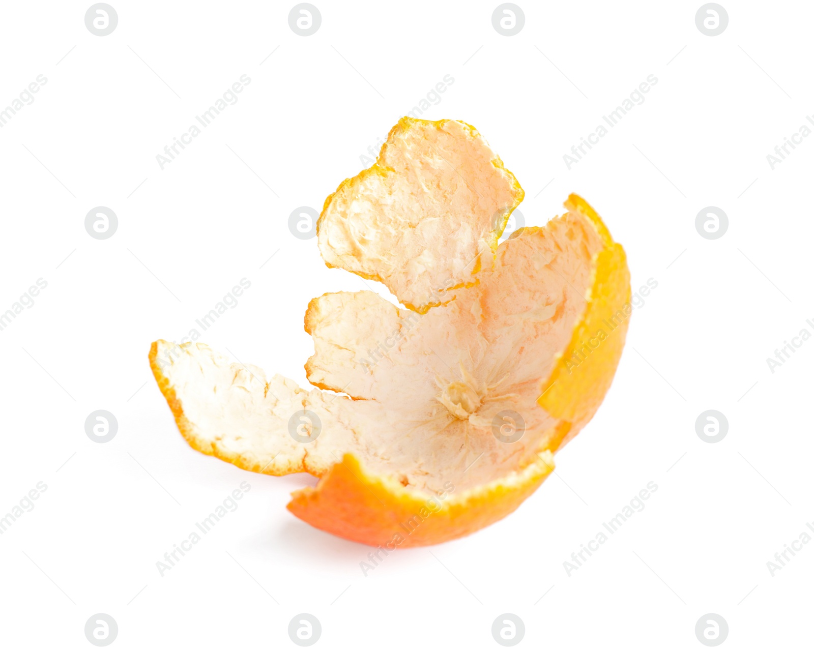 Photo of Piece of tangerine zest isolated on white