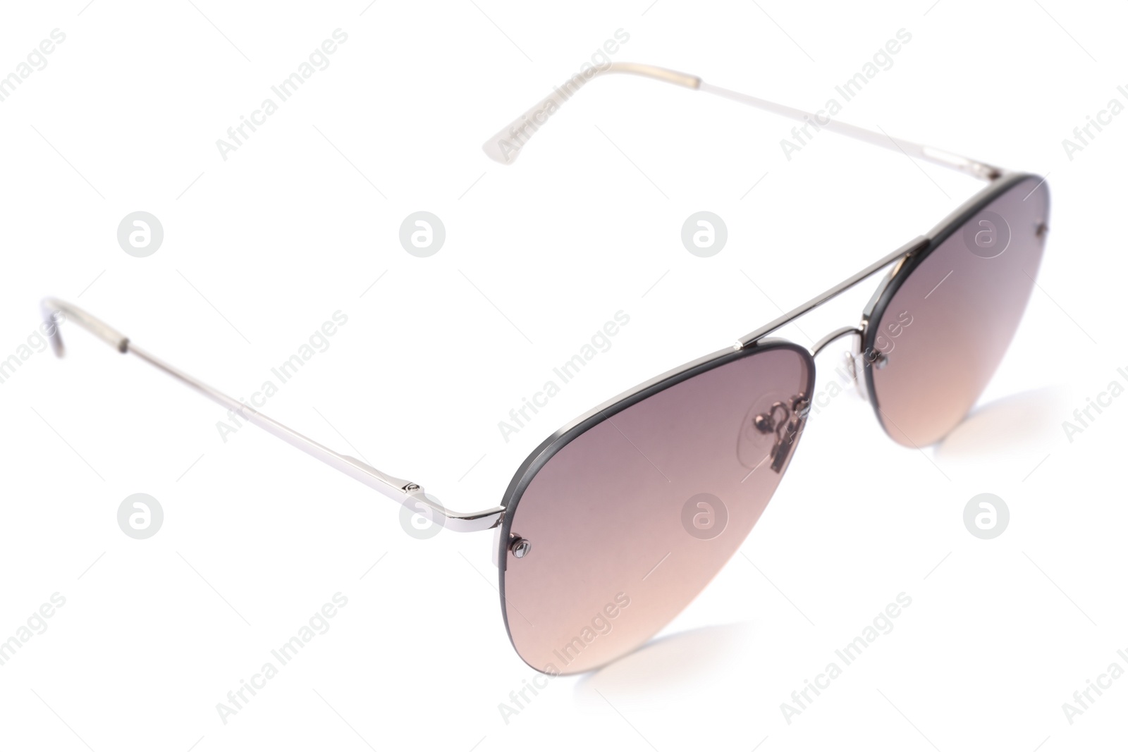 Photo of New stylish aviator sunglasses isolated on white