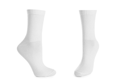 Pair of new socks isolated on white