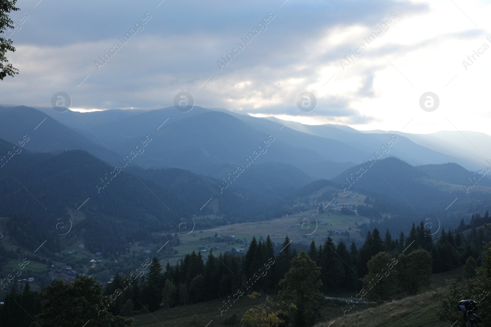 Photo of Beautiful mountain landscape with forest and village