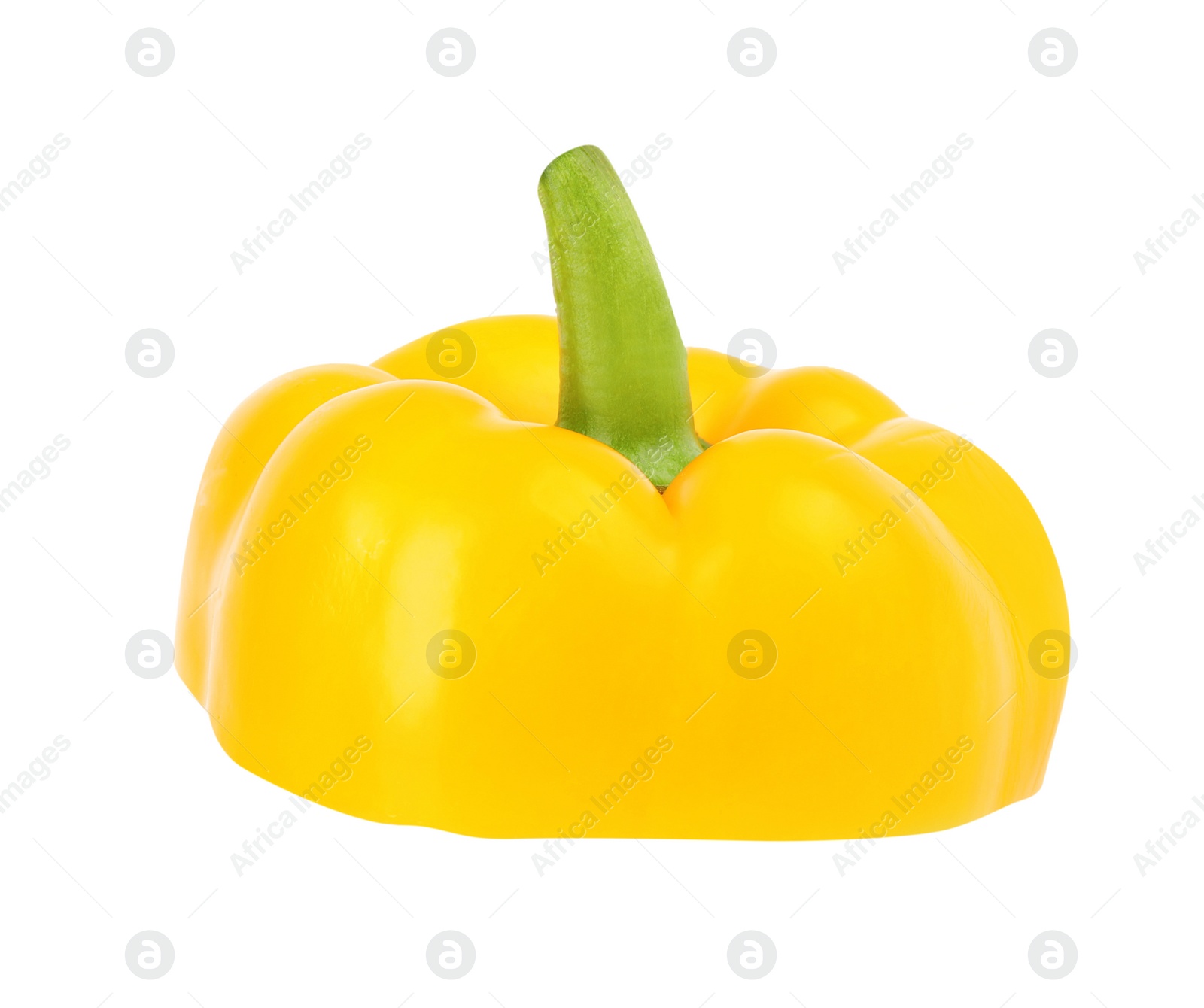 Photo of Cut yellow bell pepper isolated on white