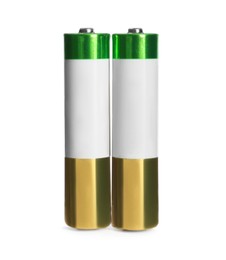 New AAA batteries on white background. Dry cell