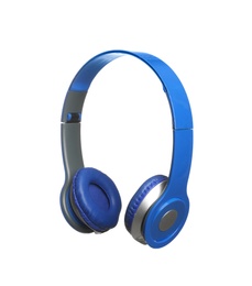 Stylish headphones with pads on white background