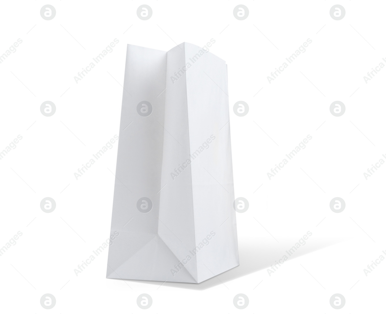 Image of New open paper bag on white background