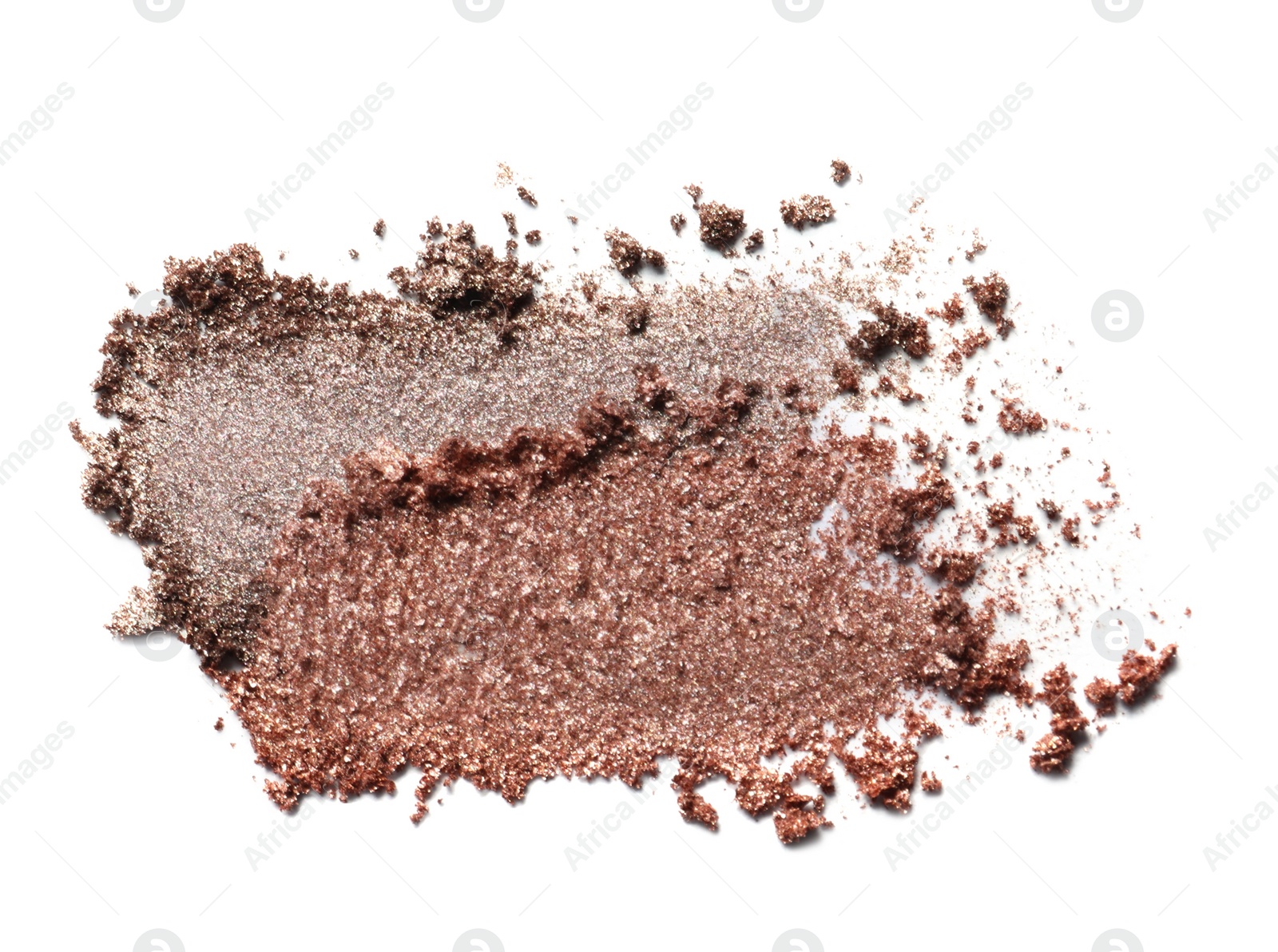 Photo of Crushed eye shadows on white background, top view. Professional makeup product