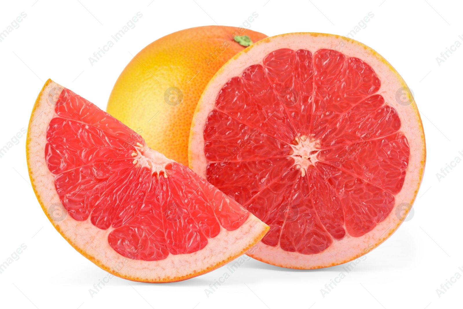 Photo of Fresh ripe grapefruits isolated on white. Citrus fruit