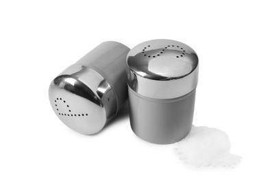 Photo of Salt and pepper shakers isolated on white