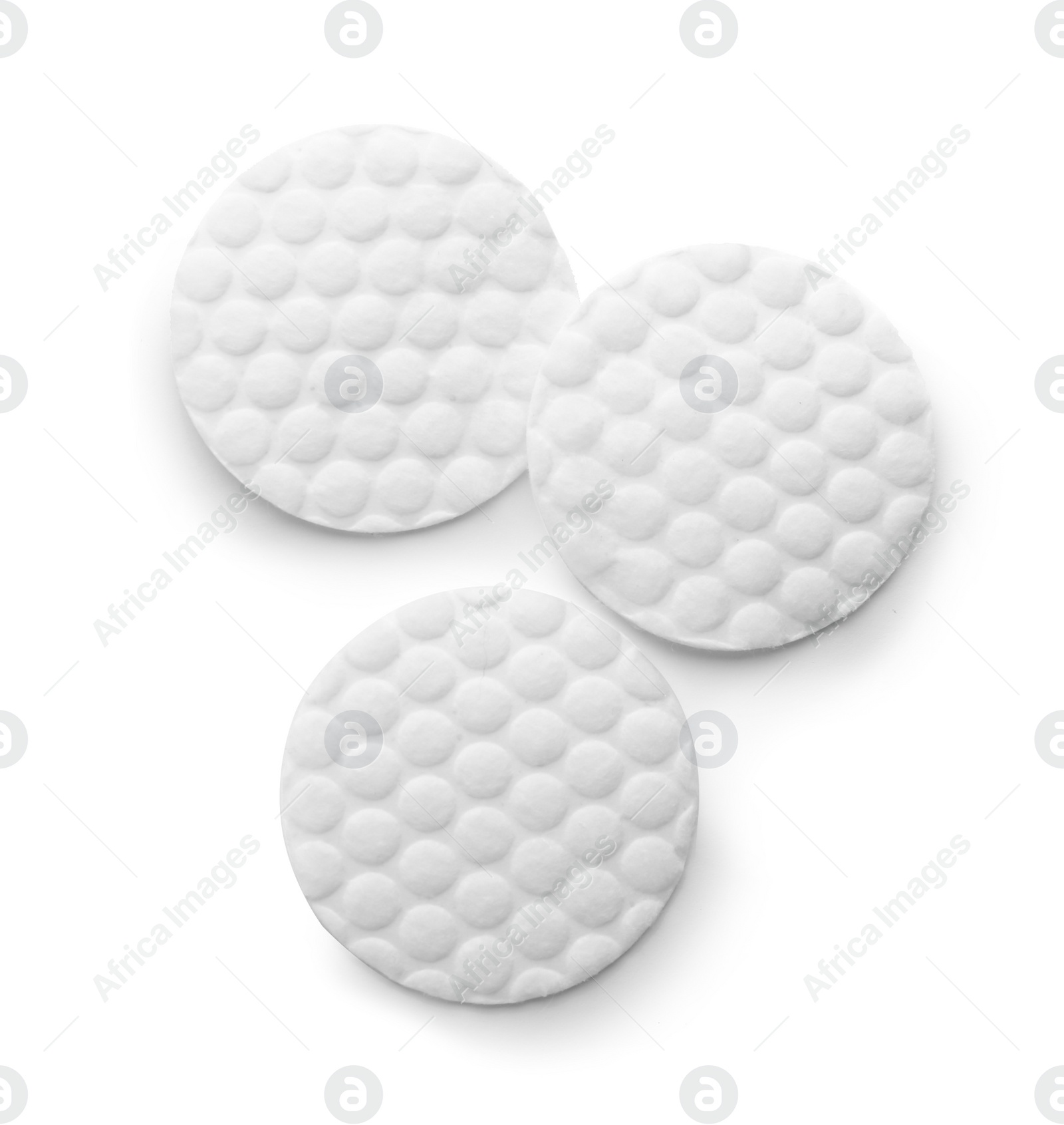 Photo of Cotton pads on white background, top view