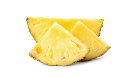 Slices of fresh pineapple isolated on white