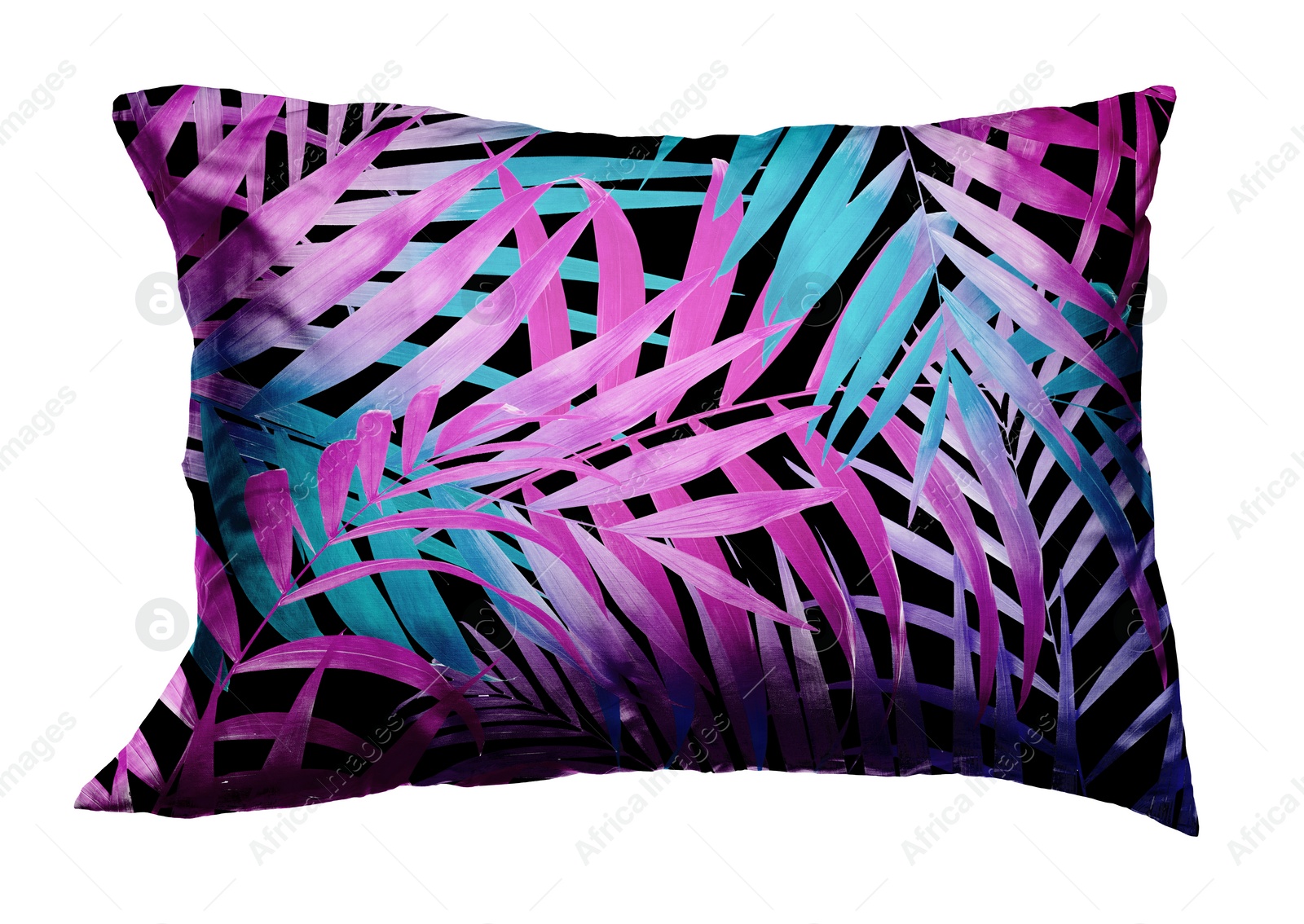 Image of Soft pillow with stylish floral print isolated on white