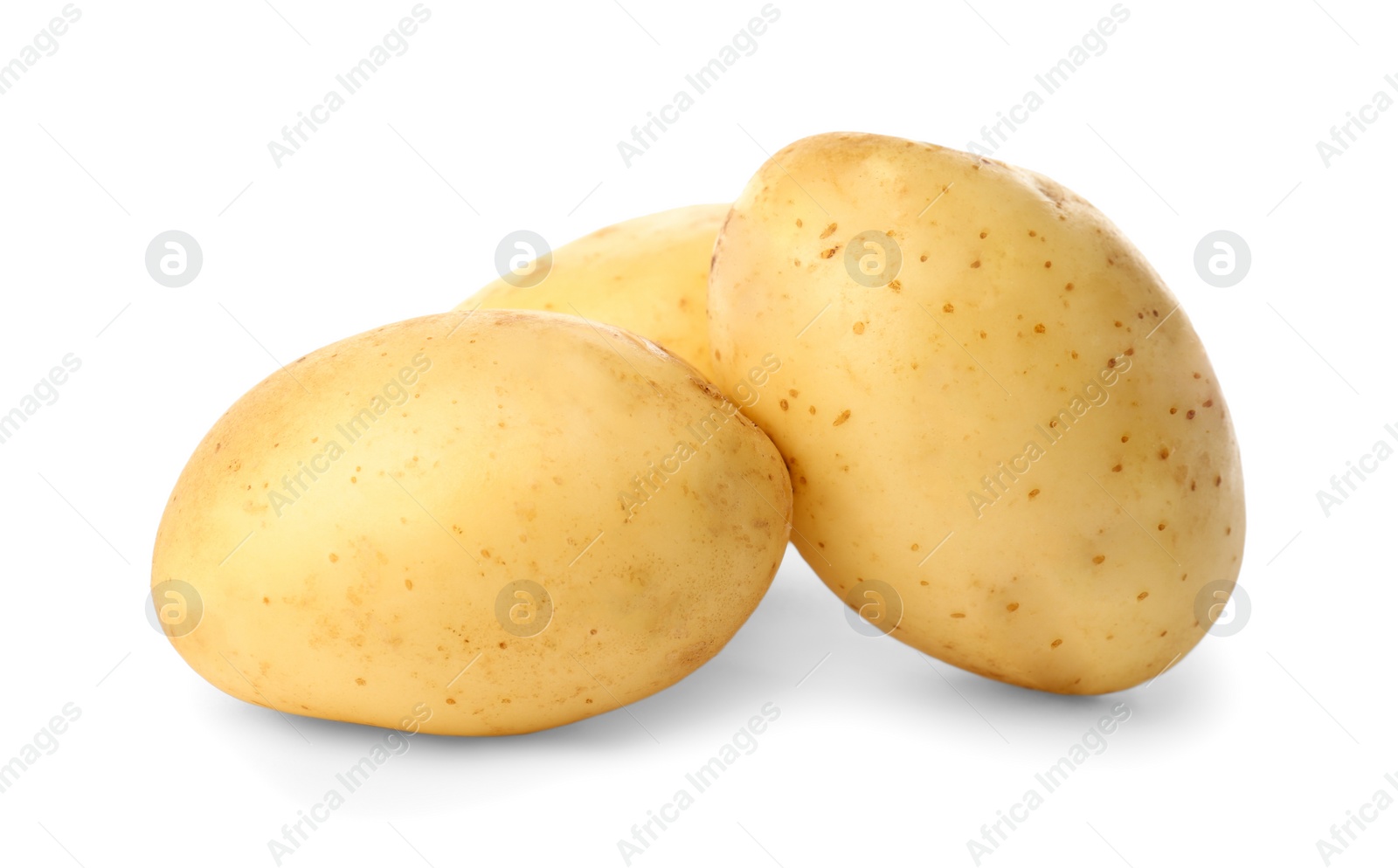 Photo of Fresh raw organic potatoes on white background