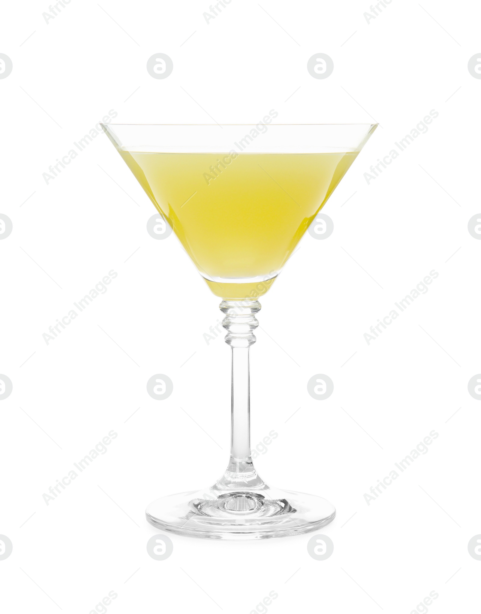 Photo of Glass of delicious bee's knees cocktail isolated on white