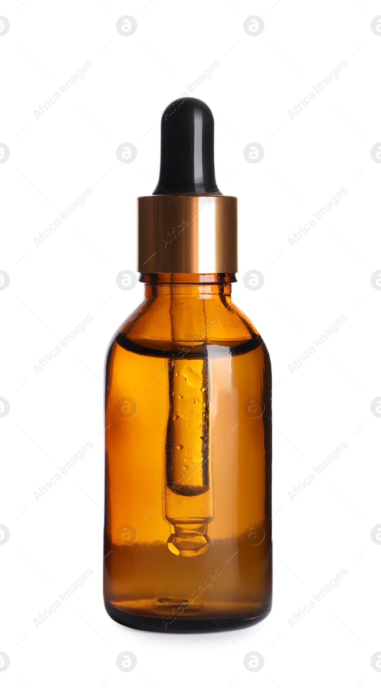 Photo of One bottle of cosmetic serum isolated on white