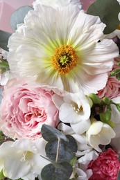 Photo of Bouquet of beautiful flowers as background, closeup