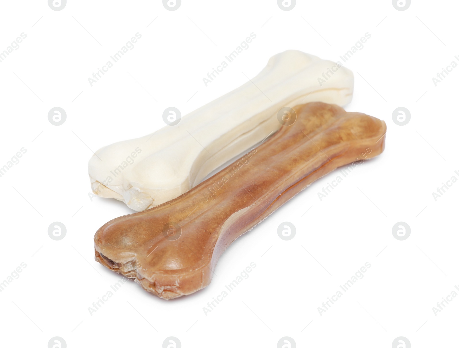 Photo of Two bone dog treats isolated on white