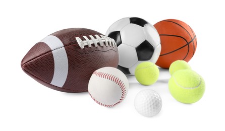 Many different sport balls isolated on white