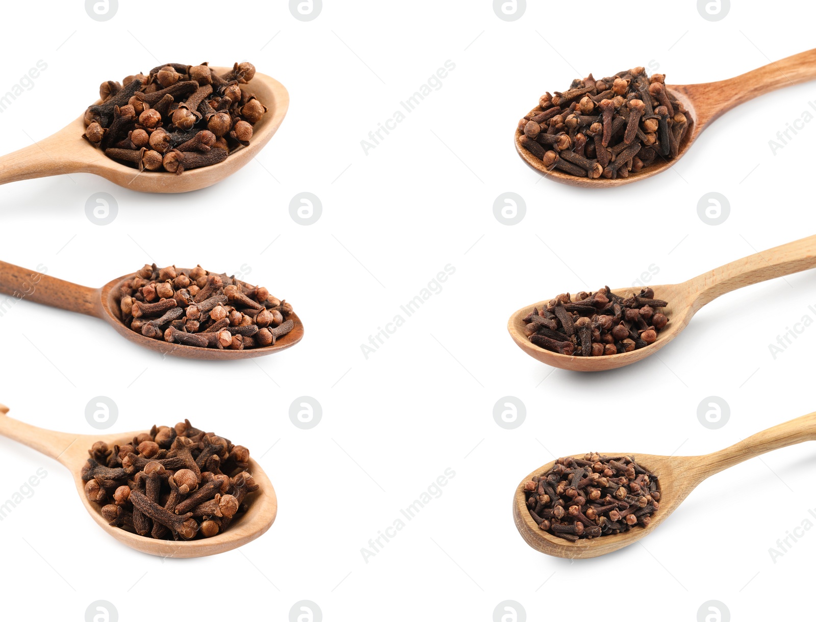 Image of Set with aromatic dried cloves on white background 