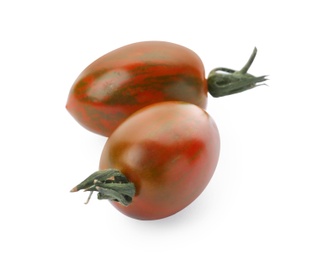 Fresh red grape tomatoes on white background