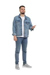 Photo of Man in denim clothes isolated on white