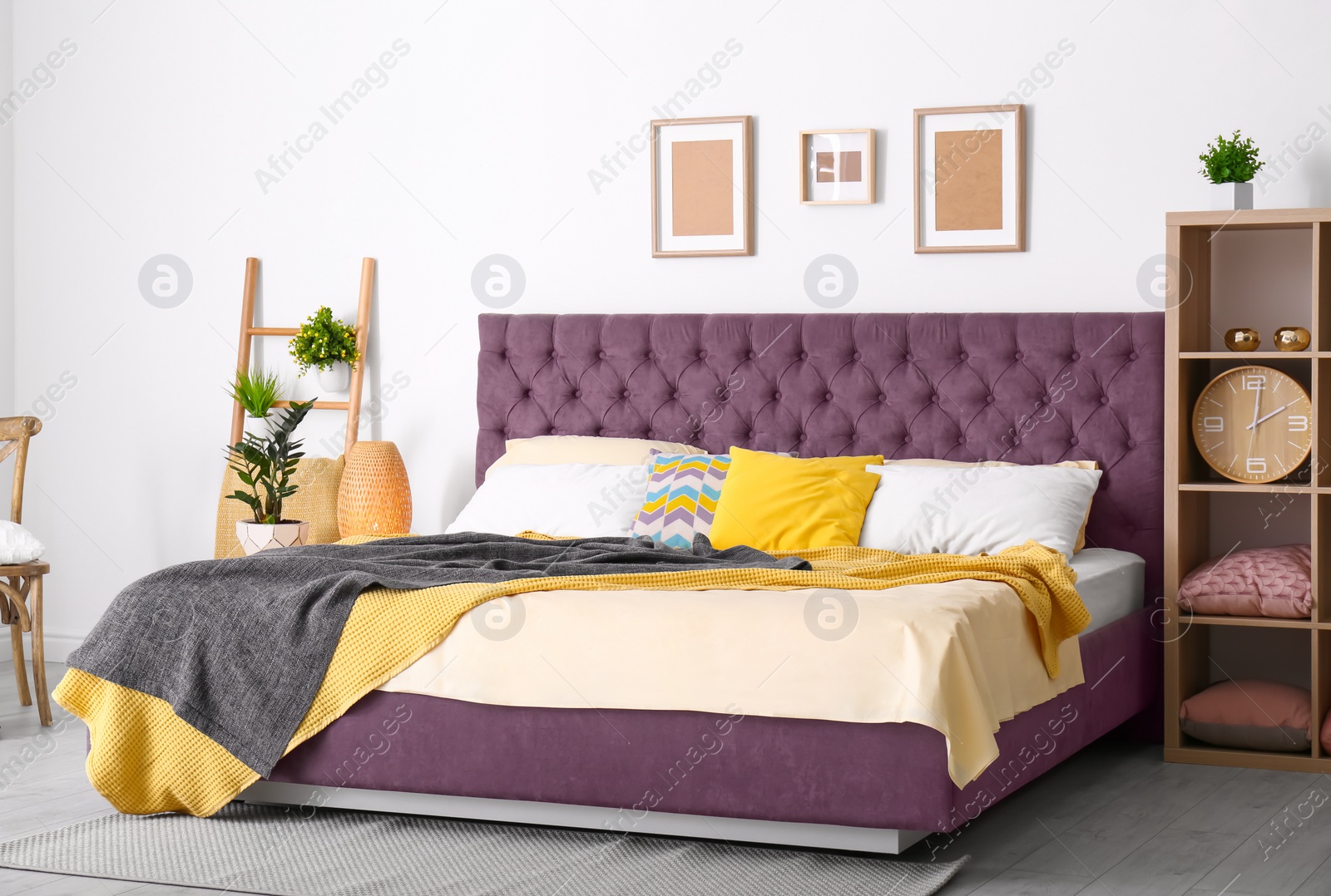 Photo of Bedroom interior with comfortable soft bed