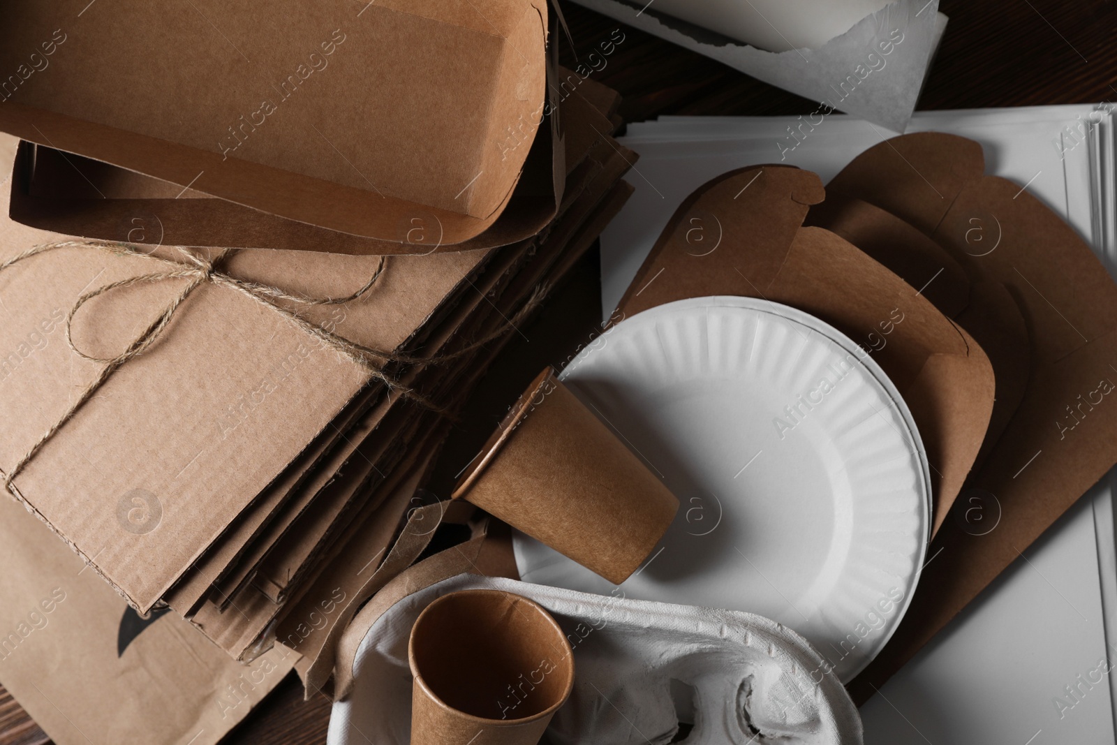 Photo of Heap of waste paper on table, top view