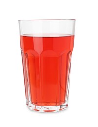 Photo of Refreshing pomegranate juice in glass isolated on white