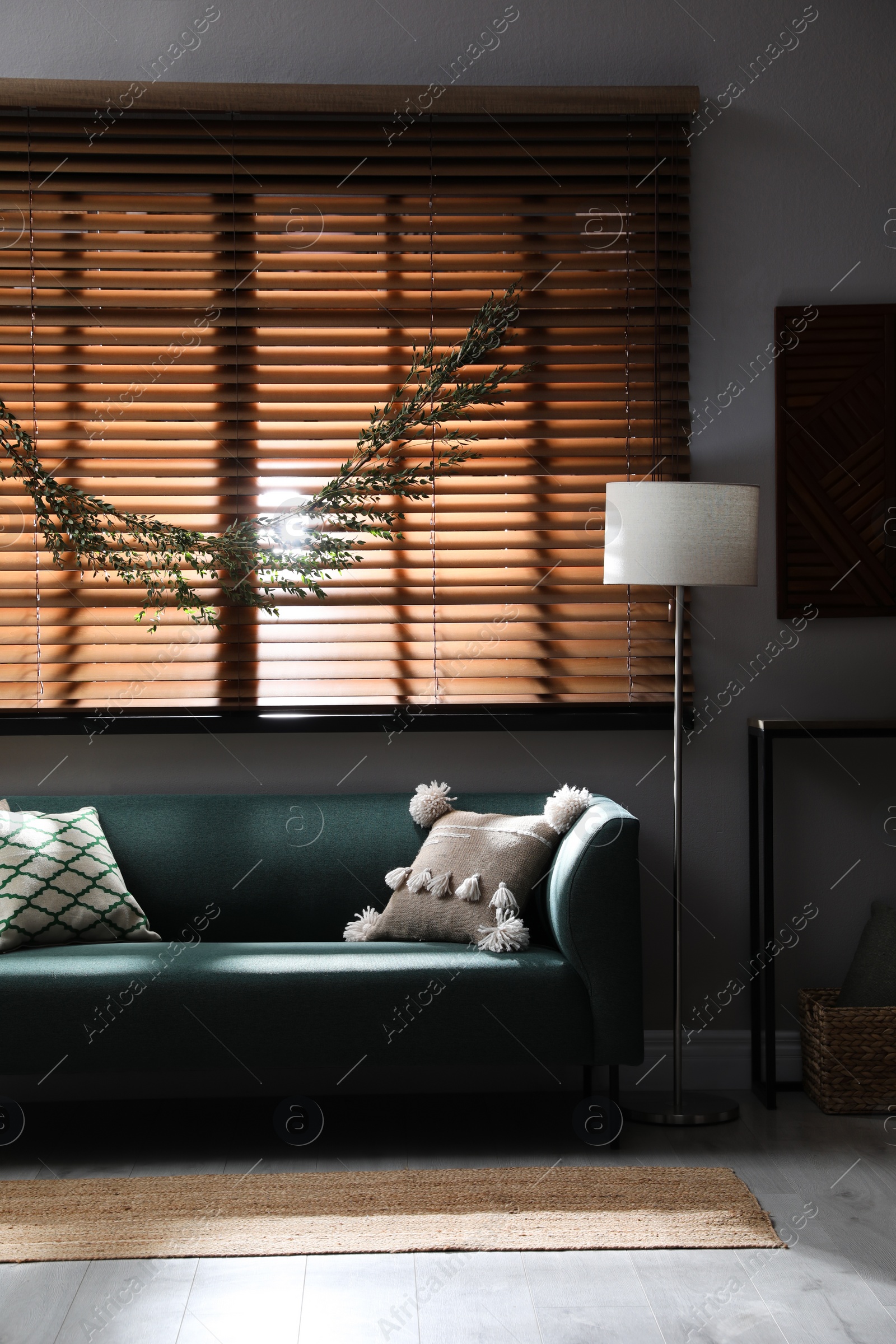 Photo of Stylish room decorated with beautiful eucalyptus garland