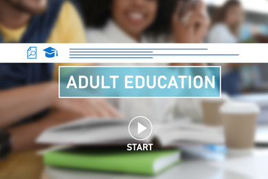 Image of Adult education. Interface of website or application for online learning