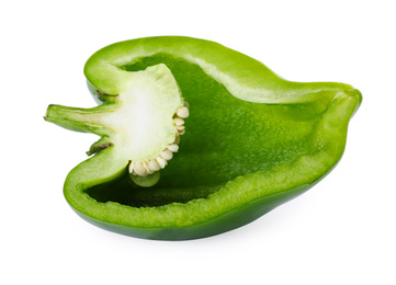 Cut green bell pepper isolated on white