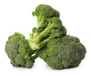 Broccoli on white background. Types of cabbage