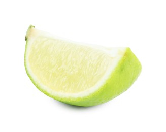 Citrus fruit. Slice of fresh lime isolated on white