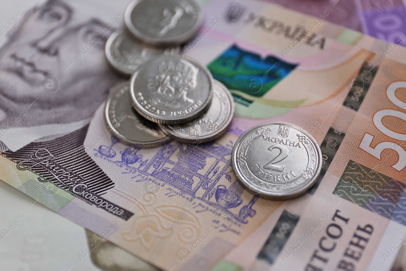 Photo of Closeup view of Ukrainian money. National currency