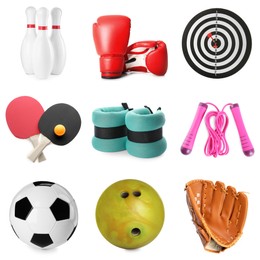 Image of Balls and other sports equipment isolated on white, set