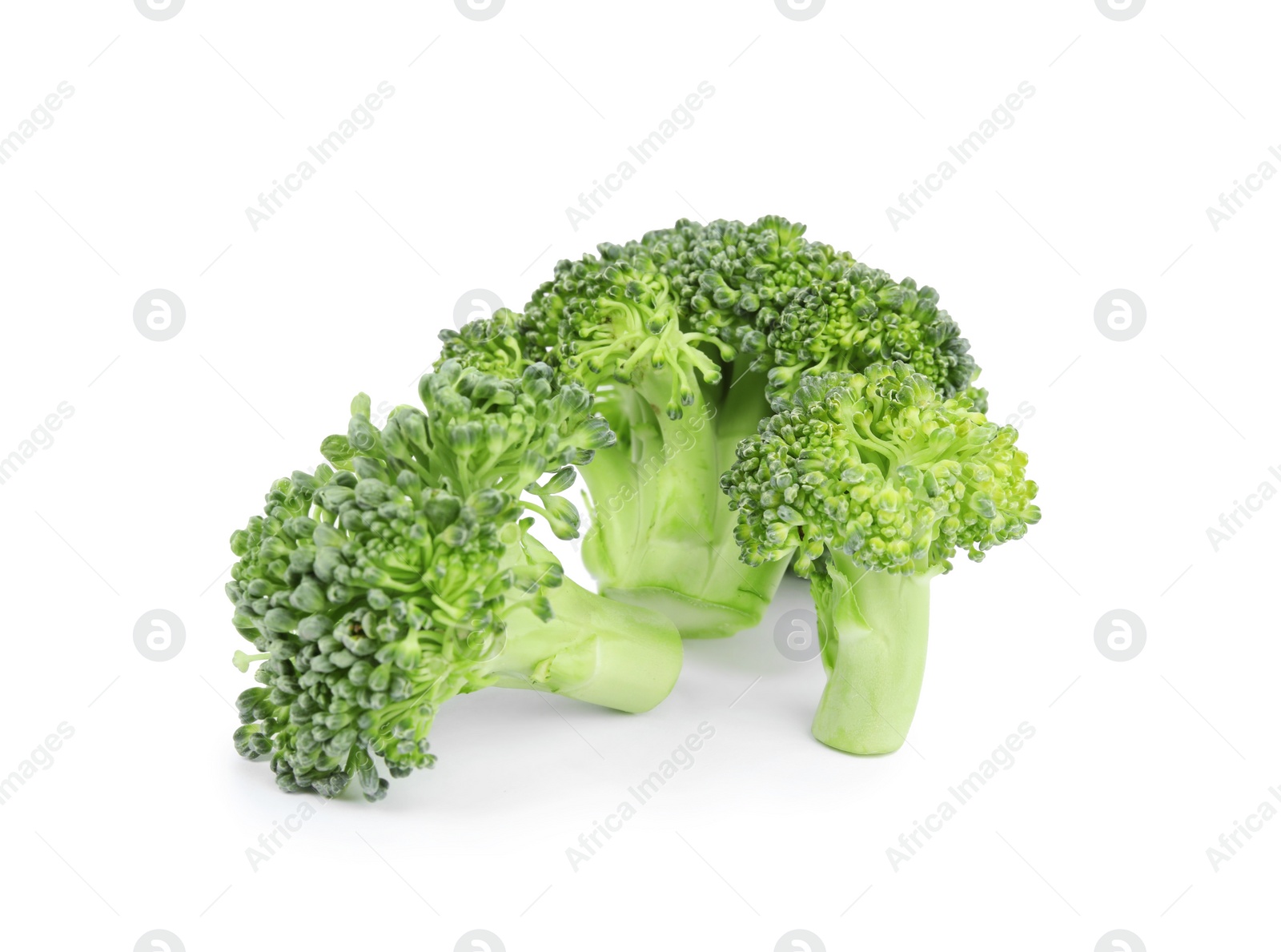 Photo of Fresh green broccoli on white background. Organic food