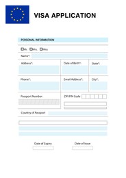 Illustration of Immigration to Europe. Blank application visa form