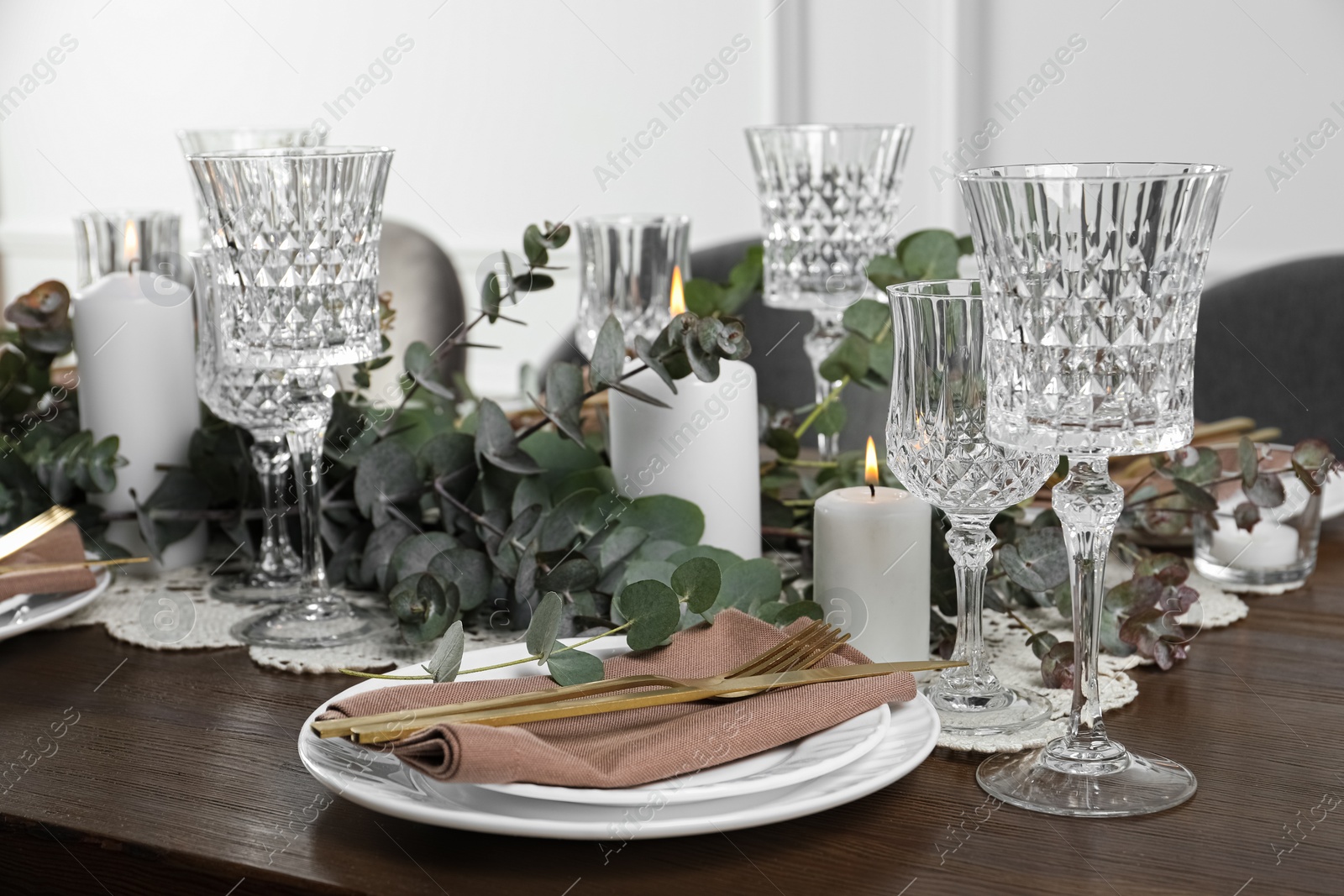 Photo of Stylish elegant table setting for festive dinner indoors