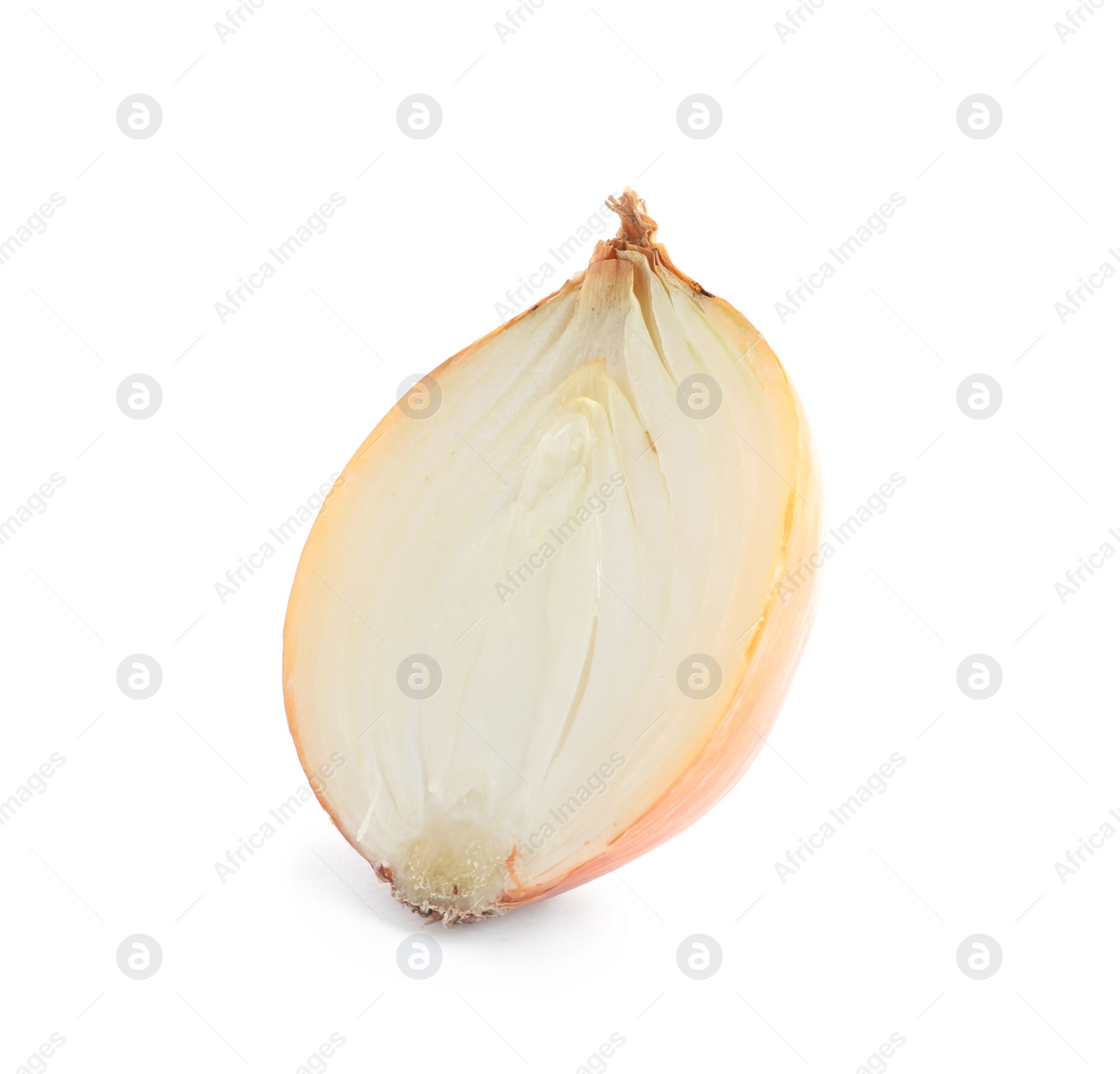 Photo of Half of fresh ripe onion on white background