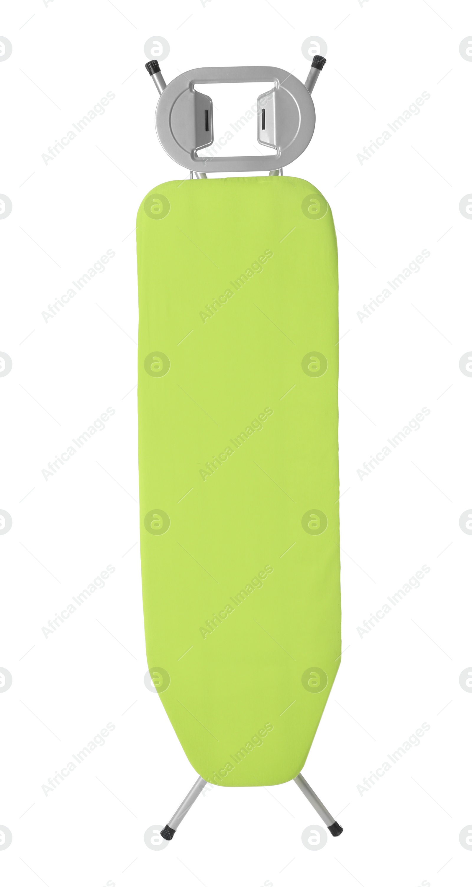 Photo of Modern empty ironing board on white background